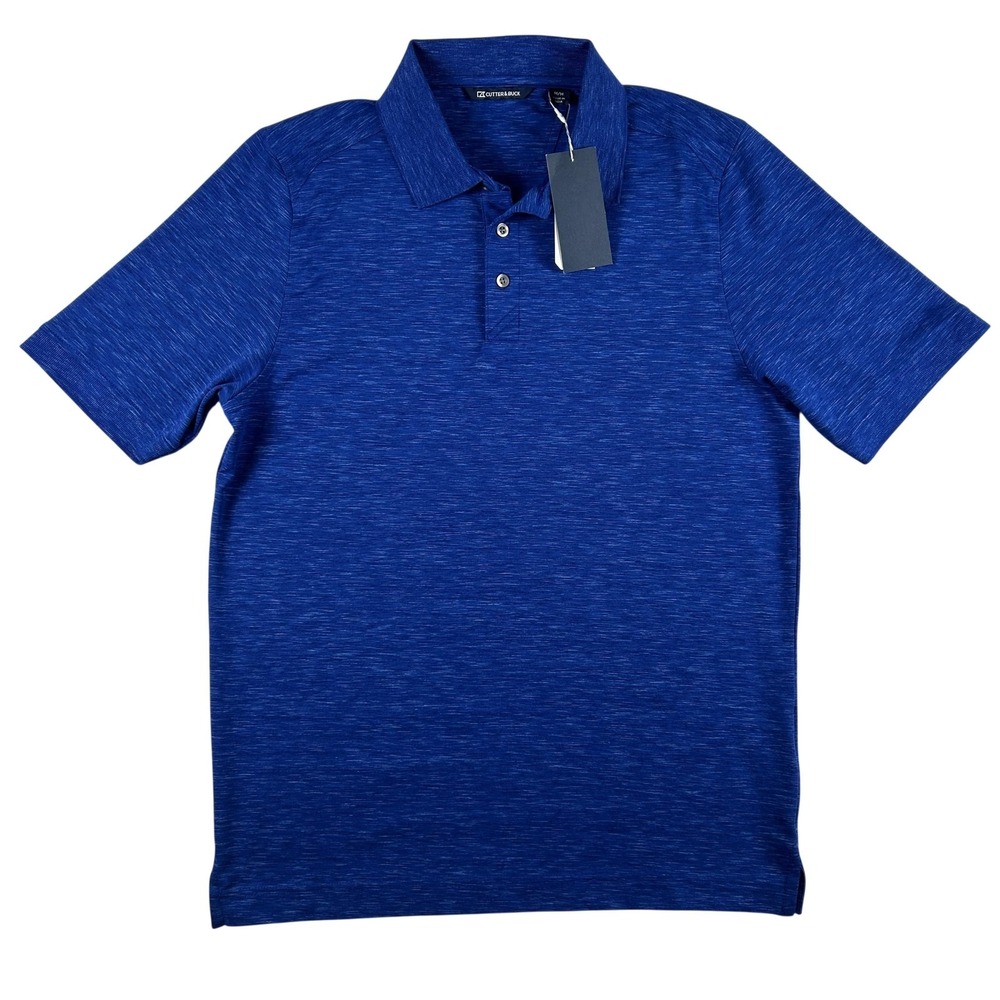 Cutter & Buck Polo Shirt Mens Medium Royal Blue CB DryTec Cotton+ Stretch Golf
